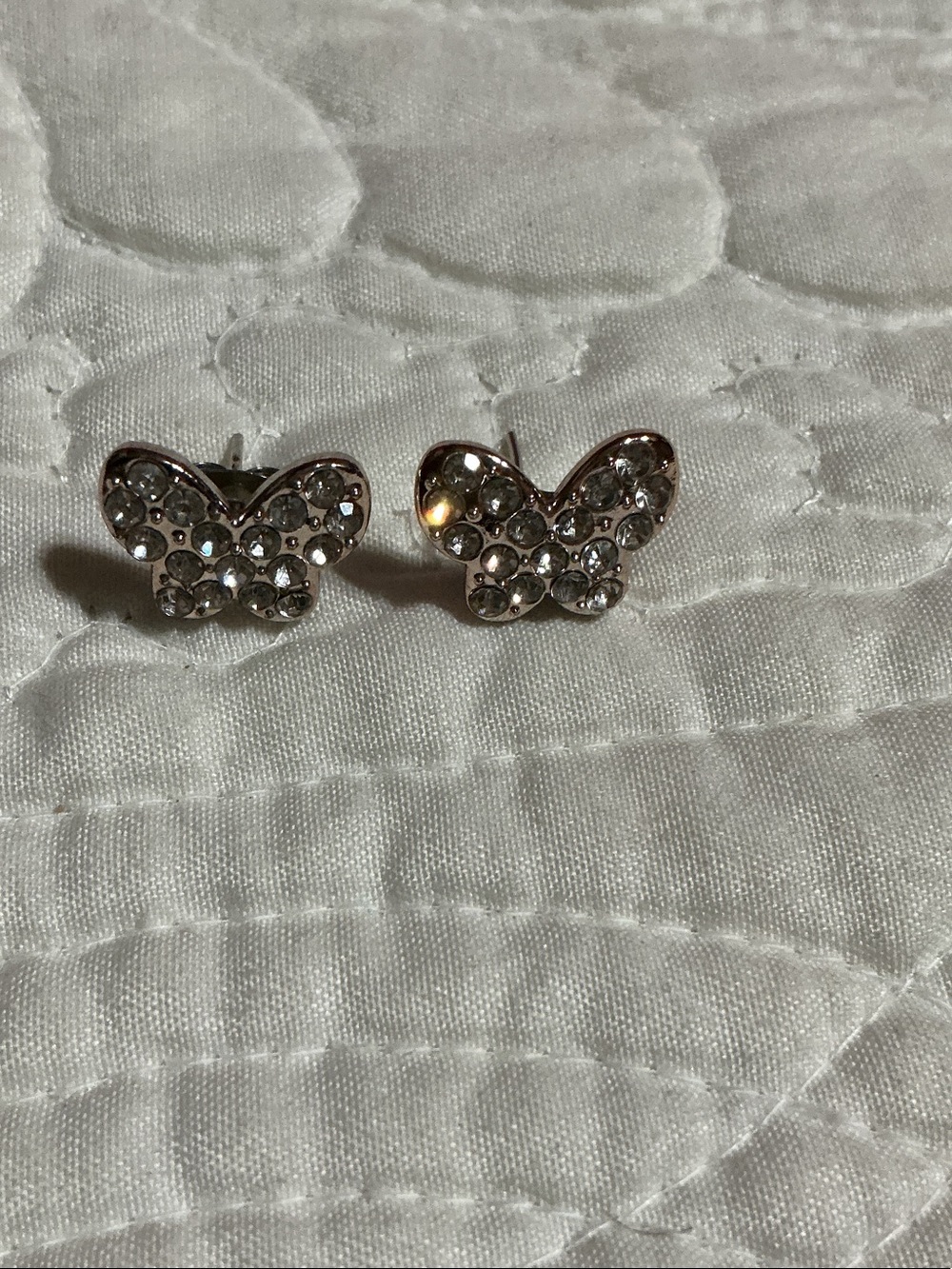 Crystal Butterfly Stud Earrings for Kids - Silver